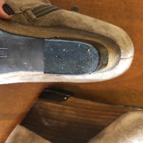 🍁🍂 Cute Vince Camuto Sand Colour Block Wedge Ankle-Boot Shoe - Picture 12 of 14